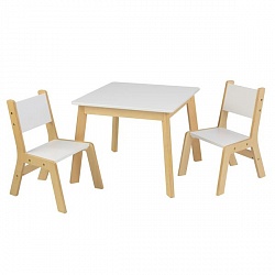 Детский игровой набор: стол и 2 стула Модерн, цвет – белый (KidKraft, 27025_KE) - миниатюра